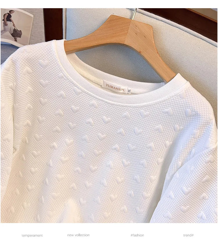 Plus Loose Pullover Love Jacquard Knit Sweater