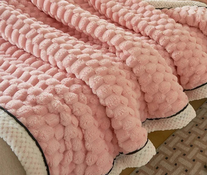 Turtle Velvet Soft Flannel Fleece Blanket Anti Pill Pink - HER Plus Size by Ench