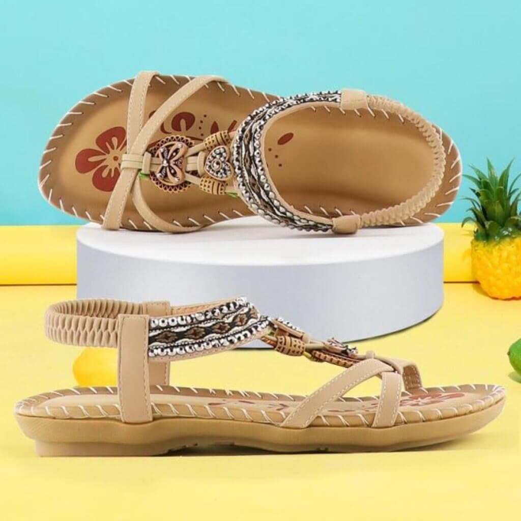 Greek handmade sandals, Toe ring sandals, Slip on sandals, Beads sandals  “Heraklion” - Greek Fashion Box