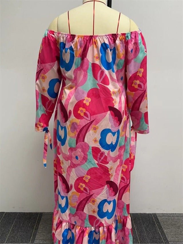 Plus Loose Multi-color Floral Print Summer Maxi Dress - HER Plus Size by Ench