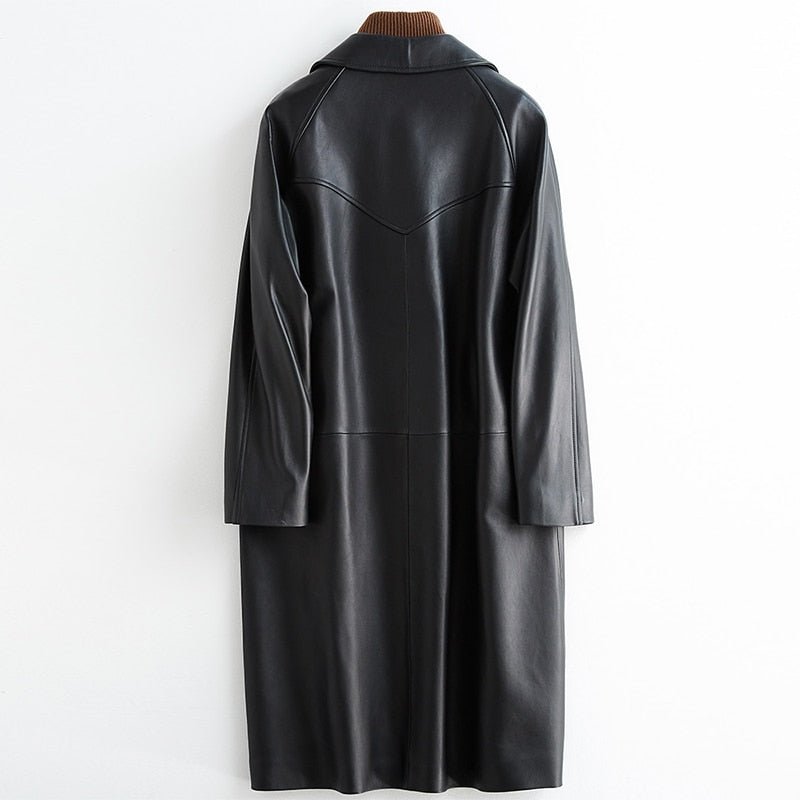 Plus Oversized Longline Soft Faux Leather Black Coat - HER Plus Size by Ench
