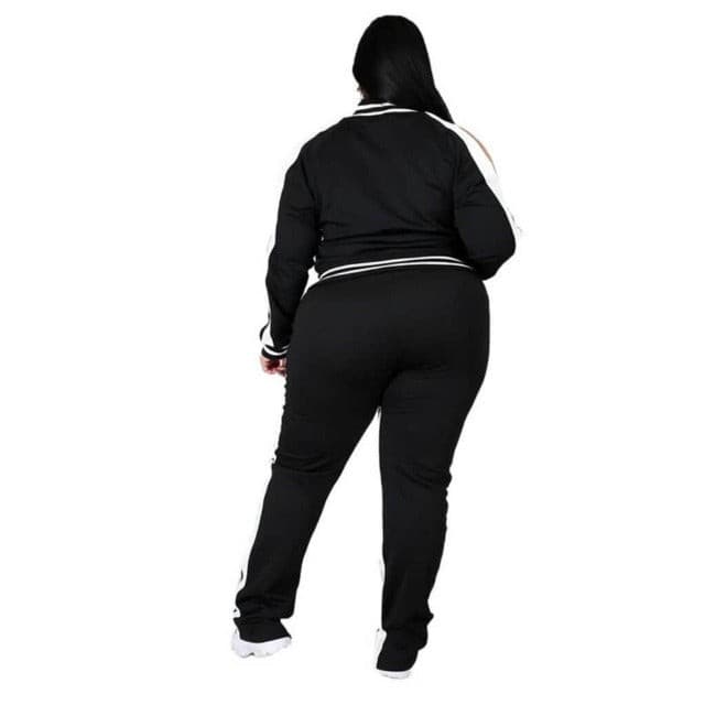 Plus Two Piece Striped Jogger Tracksuit L-5XL - HER Plus Size by Ench
