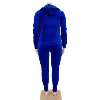 Plus Velvet Matching Tracksuit Letter Embroidery Two Piece Set - HER Plus Size by Ench